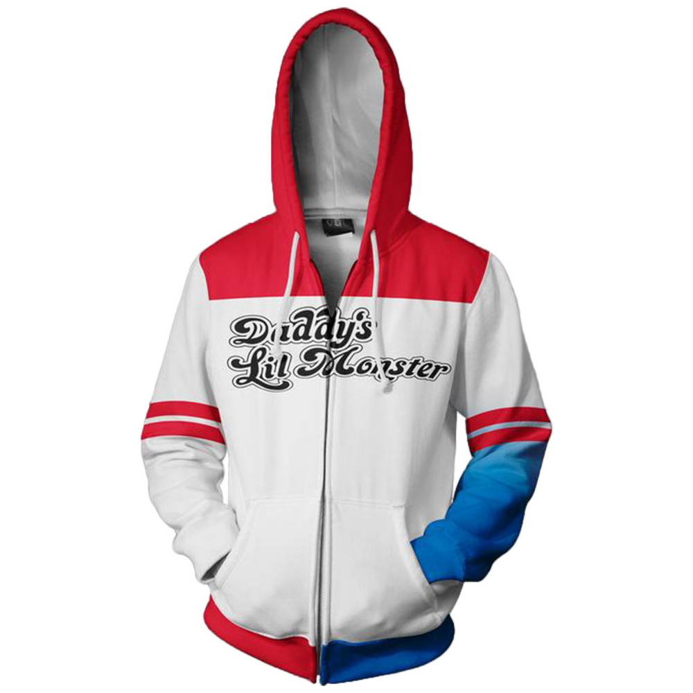 Harley quinn zip up top hoodie