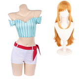 One Piece Heroines Nami Women Blue Outfit Cosplay Costume Halloween Carnival Party Suit