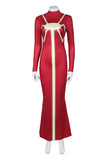 Madame Web Red Printed Dress Cosplay Costume Outfits Halloween Carnival Suit