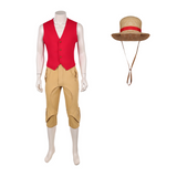 One Piece Monkey D.Luffy Cosplay Red Men Outfit Halloween Carnival Party Suit