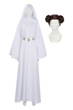 Princess Leia Cosplay Costume Wig Dress Set Halloween Carnival Suit