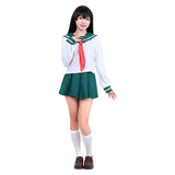 Anime InuYasha Kagome Higurashi Women Girls Uniform Skirt Outfit Cosplay Costume Halloween Carnival Suit