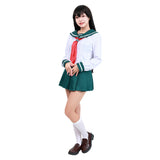 Anime InuYasha Kagome Higurashi Women Girls Uniform Skirt Outfit Cosplay Costume Halloween Carnival Suit