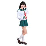 Anime InuYasha Kagome Higurashi Women Girls Uniform Skirt Outfit Cosplay Costume Halloween Carnival Suit