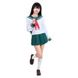 Anime InuYasha Kagome Higurashi Women Girls Uniform Skirt Outfit Cosplay Costume Halloween Carnival Suit