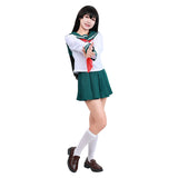 Anime InuYasha Kagome Higurashi Women Girls Uniform Skirt Outfit Cosplay Costume Halloween Carnival Suit