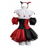 Female Red and Black Clown Suit Dress Cosplay Costume Halloween Carnival Party Suit