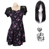 Obsession Nikki Women Black Printed Dress Cosplay Costume Halloween Carnival Party Suit