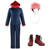 Yuji Itadori Cosplay Blue Red Costume For Man Halloween Carnival Party Suit