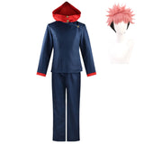 Yuji Itadori Cosplay Blue Red Costume For Man Halloween Carnival Party Suit