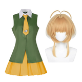 Cardcaptor Sakura Costume Sakura Kinomoto Cosplay Green Dress For Adult Female Halloween Carnival Suit