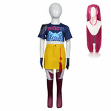 Kpop Demon Hunters Costume Kids Mira Cosplay Dark Blue Top Yellow Short Skirt Suit For Children Female Halloween Carnival Suit