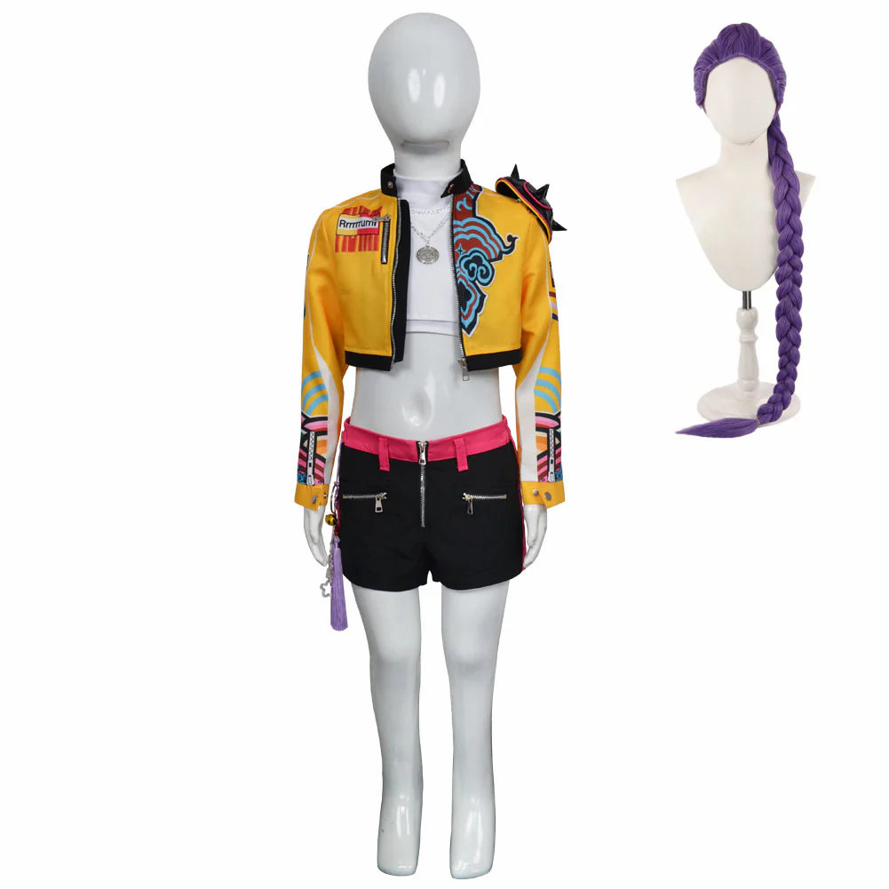 Kpop Demon Hunters Costume Kids Rumi Cosplay Yellow Jacket Suit For Children Female Halloween Carnival Suit
