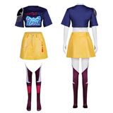 Kpop Demon Hunters Costume Kids Mira Cosplay Dark Blue Top Yellow Short Skirt Suit For Children Female Halloween Carnival Suit