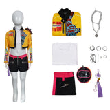 Kpop Demon Hunters Costume Kids Rumi Cosplay Yellow Jacket Suit For Children Female Halloween Carnival Suit