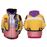Kpop Demon Hunters Costume Rumi Cosplay Yellow 3D Printed Zippered Hoodie For Adult Unisex Halloween Carnival Suit