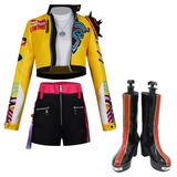Kpop Demon Hunters Costume Rumi Cosplay Yellow Jacket Black Short Set Outfit For Adult Female Halloween Carnival Suit