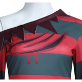 A Nightmare Oan Elm Street Freddy Krueger Red&Black Stripes Cosplay Costume For Halloween Carnival Party Suit