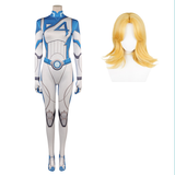 Susan Storm Invisible Woman Cosplay Blue White Fantastic Four Sue Storm Jumpsuit Halloween Carnival Suit