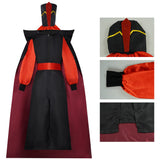 Aladdin Jafar Red Black Cloak Outfit Cosplay Costume Halloween Carnival Party Suit