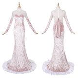Alien Stage Mizi Women White-pink Long Dress Cosplay Costume Halloween Carnival Party Suit