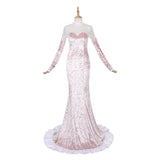 Alien Stage Mizi Women White-pink Long Dress Cosplay Costume Halloween Carnival Party Suit