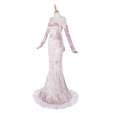 Alien Stage Mizi Women White-pink Long Dress Cosplay Costume Halloween Carnival Party Suit
