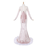 Alien Stage Mizi Women White-pink Long Dress Cosplay Costume Halloween Carnival Party Suit
