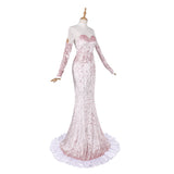 Alien Stage Mizi Women White-pink Long Dress Cosplay Costume Halloween Carnival Party Suit