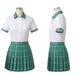 Alien Stage Sua White and Green Pleated Skirt Cosplay Costume Halloween Carnival Party Suit
