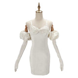 Alien Stage Sua Women White Dress with Bow Cosplay Costume Halloween Carnival Party Suit