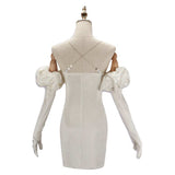 Alien Stage Sua Women White Dress with Bow Cosplay Costume Halloween Carnival Party Suit