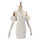 Alien Stage Sua Women White Dress with Bow Cosplay Costume Halloween Carnival Party Suit