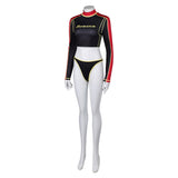 Baywatch Black and Red Ambulance Squad Printed Split Swimsuit Cosplay Costume Outfits