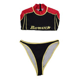 Baywatch Black and Red Ambulance Squad Printed Split Swimsuit Cosplay Costume Outfits