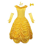 Beauty and the Beast Belle Women Yellow Dress Cosplay Costume Halloween Carnival Party Suit