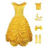 Beauty and the Beast Belle Women Yellow Dress Cosplay Costume Halloween Carnival Party Suit