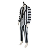 Beetlejuice Betelgeuse Black and White Stripe Suit Cosplay Costume Outfits Halloween Carnival Suit