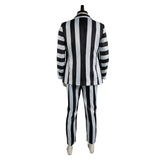 Beetlejuice Betelgeuse Black and White Stripe Suit Cosplay Costume Outfits Halloween Carnival Suit