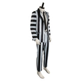 Beetlejuice Betelgeuse Black and White Stripe Suit Cosplay Costume Outfits Halloween Carnival Suit