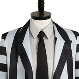 Beetlejuice Betelgeuse Black and White Stripe Suit Cosplay Costume Outfits Halloween Carnival Suit