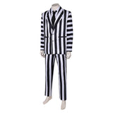 Beetlejuice Betelgeuse Black White Stripe Suit Movie Character Cosplay Costume Outfits Halloween Carnival Suit