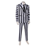 Beetlejuice Betelgeuse Black White Stripe Suit Movie Character Cosplay Costume Outfits Halloween Carnival Suit