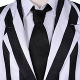 Beetlejuice Betelgeuse Black White Stripe Suit Movie Character Cosplay Costume Outfits Halloween Carnival Suit