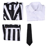 Beetlejuice Betelgeuse Black White Stripe Suit Movie Character Cosplay Costume Outfits Halloween Carnival Suit