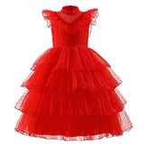 Beetlejuice Lydia Children Kids Girl Red Dress Cosplay Costume Outfits Halloween Carnival Suit