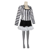 Beetlejuice Lydia Striped Suit Dress Cosplay Costume Outfits Halloween Carnival Suit