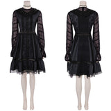 Beetlejuice Season 2 Lydia Deetz Black Sheer Tulle Dress Cosplay Costume Outfits