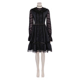 Beetlejuice Season 2 Lydia Deetz Black Sheer Tulle Dress Cosplay Costume Outfits