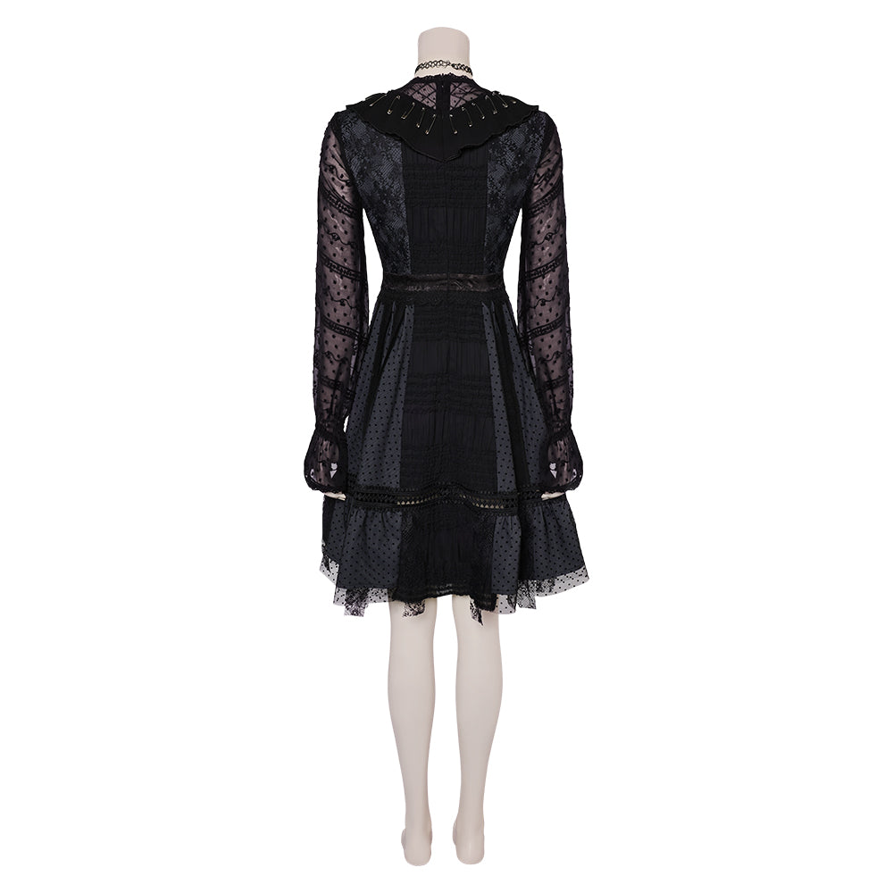 Beetlejuice Season 2 Lydia Deetz Black Sheer Tulle Dress Cosplay Costu ...